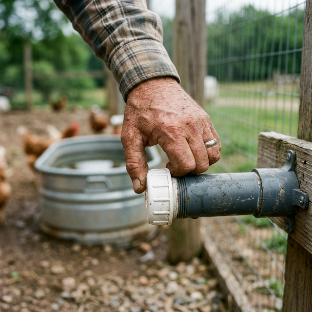 Mano enroscando tuberia PVC