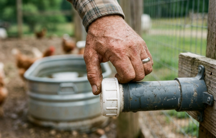Mano enroscando tuberia PVC