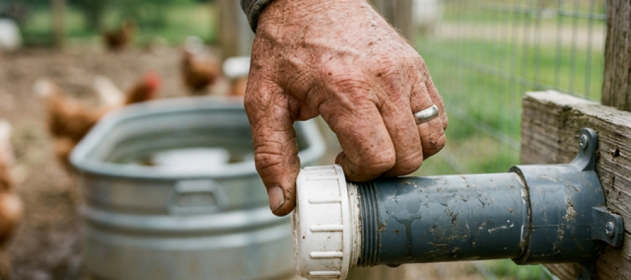 Mano enroscando tuberia PVC